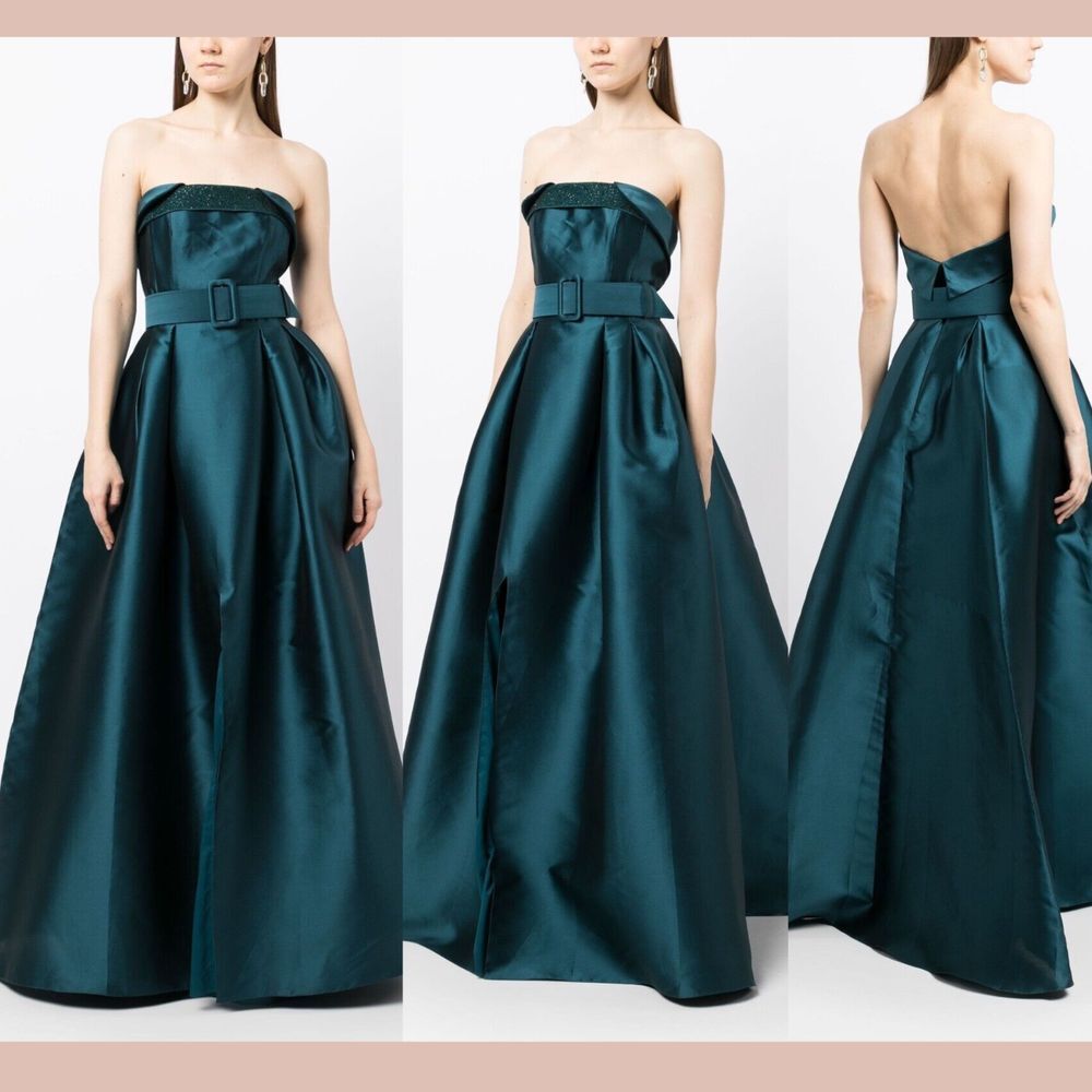 NWT $995 Sachin & Babi [ 10 ] Ceri Belted Strapless Ball Gown‎ Deep Teal